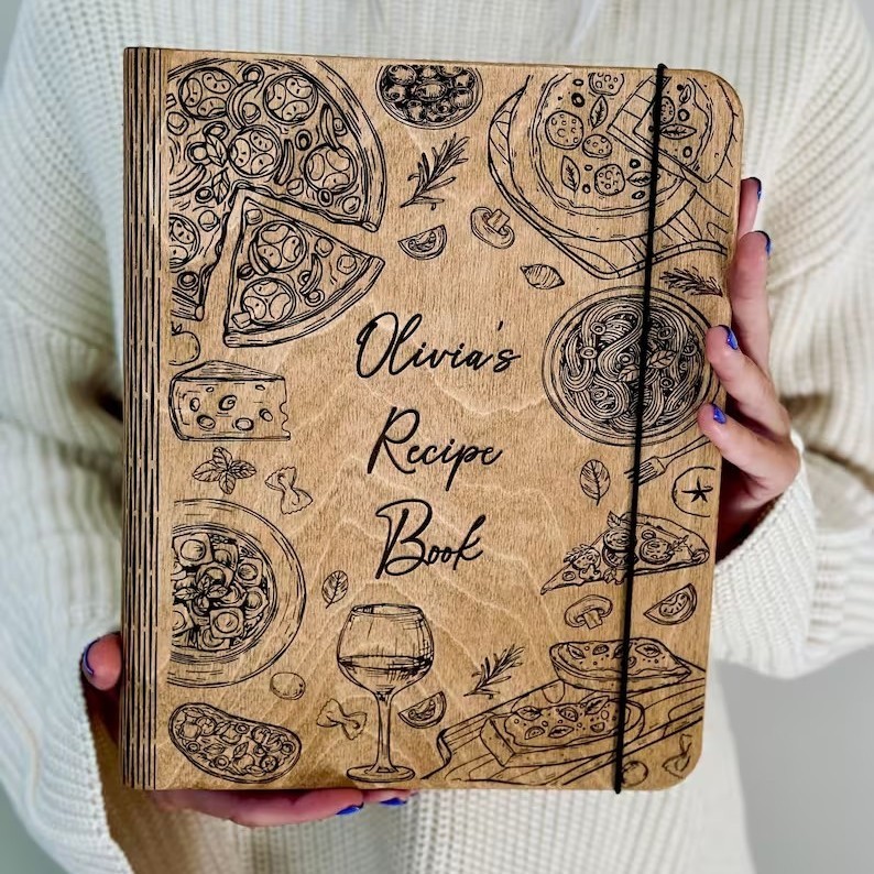 Personalised Family Wooden Recipe Book Mother's Day Gift