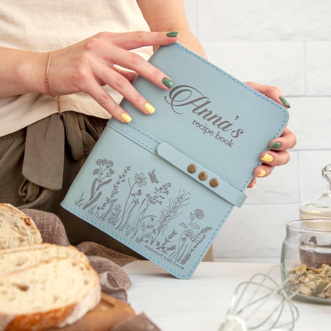 Personalised Family Leather Recipe Book Mother's Day Gift