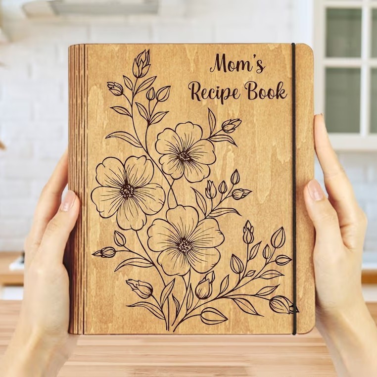 Personalised Family Wooden Recipe Book Mother's Day Gift