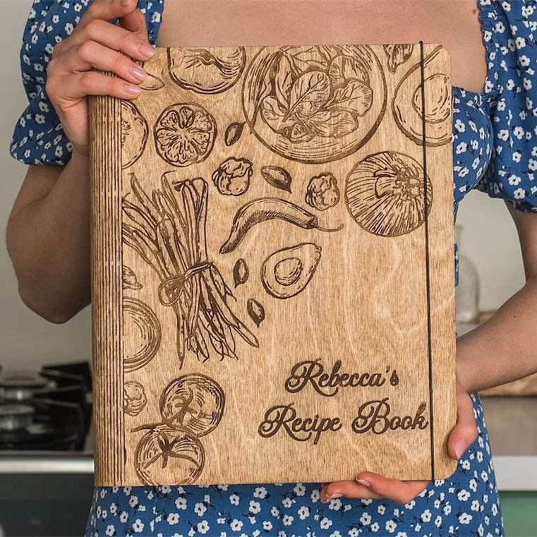 Personalised Family Wooden Recipe Book Mother's Day Gift