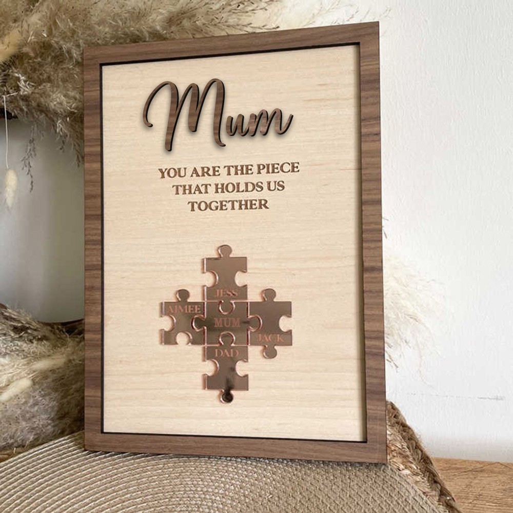 Personalised Mom Puzzle Sign With Kids Name You Are The Piece That Holds Us Together For Mother's Day Gift
