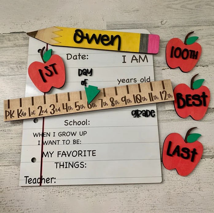 Personalised First/100th/Last Day of School Interchangeable Back to School Sign Prop For Kids Gift Ideas