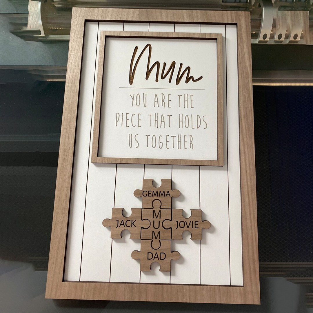 Personalised Mom Puzzle Sign With Kids Name You Are The Piece That Holds Us Together For Mother's Day Gift