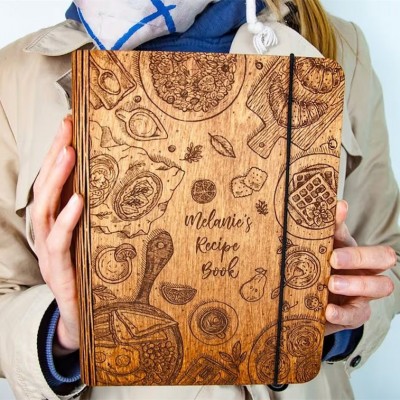 Personalised Family Wooden Recipe Book Mother's Day Gift
