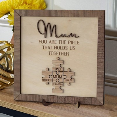 Personalised Mom Puzzle Sign With Kids Name You Are The Piece That Holds Us Together For Mother's Day Gift