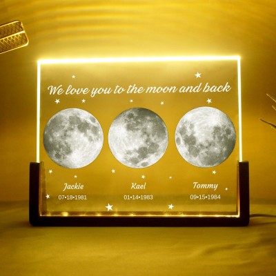 Personalised Moon Phase Wood Frame Mother's Day Gift