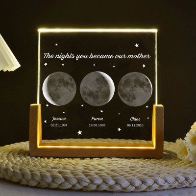 Personalised Moon Phase Wood Frame Mother's Day Gift