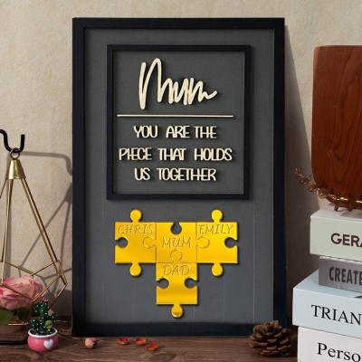 Personalised Mom Puzzle Sign With Kids Name You Are The Piece That Holds Us Together For Mother's Day Gift