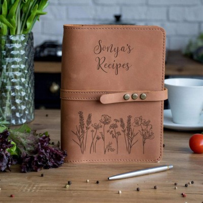 Personalised Family Leather Recipe Book Mother's Day Gift