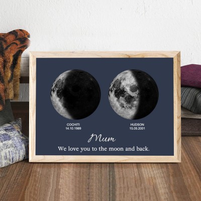 Personalised Moon Phase Wood Frame Mother's Day Gift