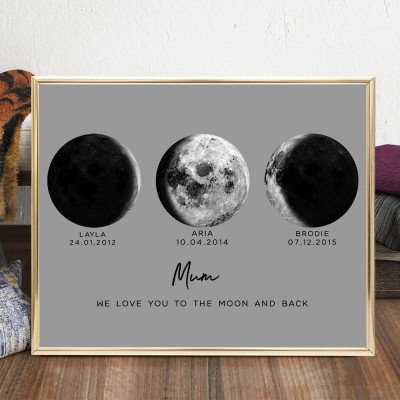 Personalised Moon Phase Wood Frame Mother's Day Gift