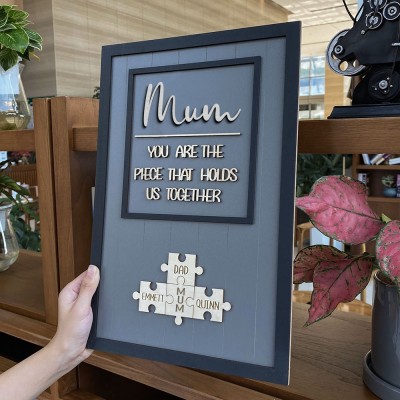 Personalised Mom Puzzle Sign With Kids Name You Are The Piece That Holds Us Together For Mother's Day Gift