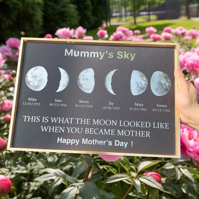 Personalised Moon Phase Wood Frame Mother's Day Gift
