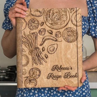 Personalised Family Wooden Recipe Book Mother's Day Gift