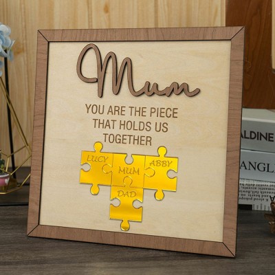 Personalised Mom Puzzle Sign With Kids Name You Are The Piece That Holds Us Together For Mother's Day Gift
