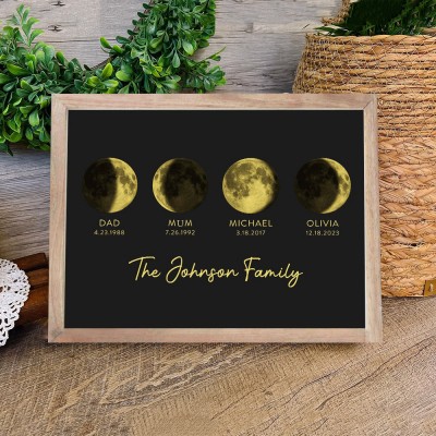 Personalised Moon Phase Wood Frame Mother's Day Gift