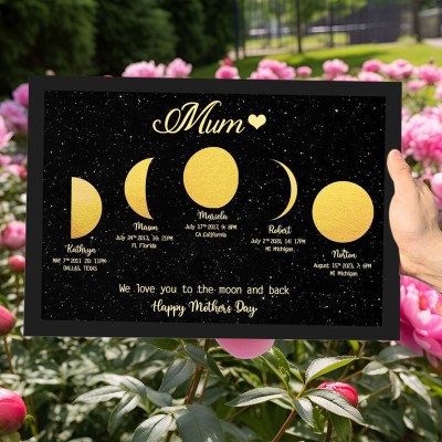 Personalised Moon Phase Wood Frame Mother's Day Gift