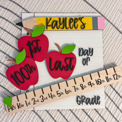 Personalised First/100th/Last Day of School Interchangeable Back to School Sign Prop For Kids Gift Ideas