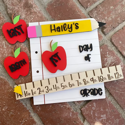 Personalised First/100th/Last Day of School Interchangeable Back to School Sign Prop For Kids Gift Ideas