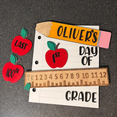 Personalised First/100th/Last Day of School Interchangeable Back to School Sign Prop For Kids Gift Ideas