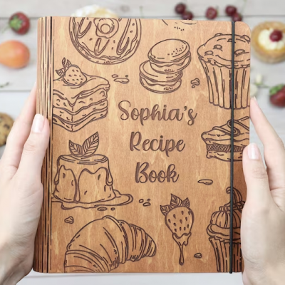 Personalised Family Wooden Recipe Book Mother's Day Gift