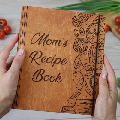 Personalised Family Wooden Recipe Book Mother's Day Gift