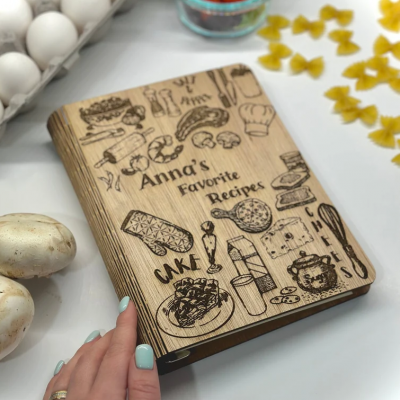 Personalised Family Wooden Recipe Book Mother's Day Gift