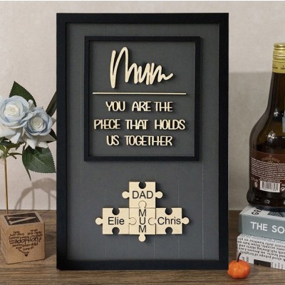 Personalised Mom Puzzle Sign With Kids Name You Are The Piece That Holds Us Together For Mother's Day Gift