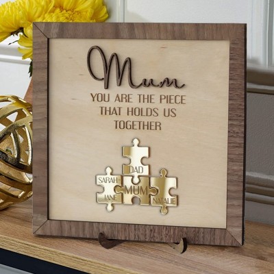 Personalised Mom Puzzle Sign With Kids Name You Are The Piece That Holds Us Together For Mother's Day Gift