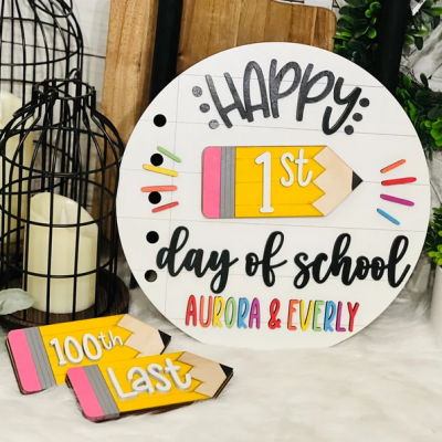 Personalised First/100th/Last Day of School Interchangeable Back to School Sign Prop For Kids Gift Ideas