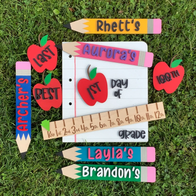 Personalised First/100th/Last Day of School Interchangeable Back to School Sign Prop For Kids Gift Ideas