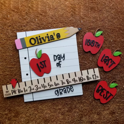 Personalised First/100th/Last Day of School Interchangeable Back to School Sign Prop For Kids Gift Ideas