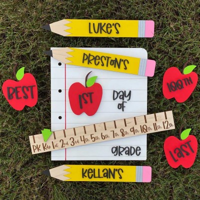 Personalised First/100th/Last Day of School Interchangeable Back to School Sign Prop For Kids Gift Ideas
