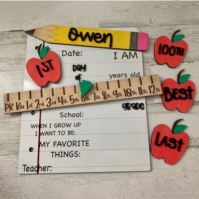 Personalised First/100th/Last Day of School Interchangeable Back to School Sign Prop For Kids Gift Ideas